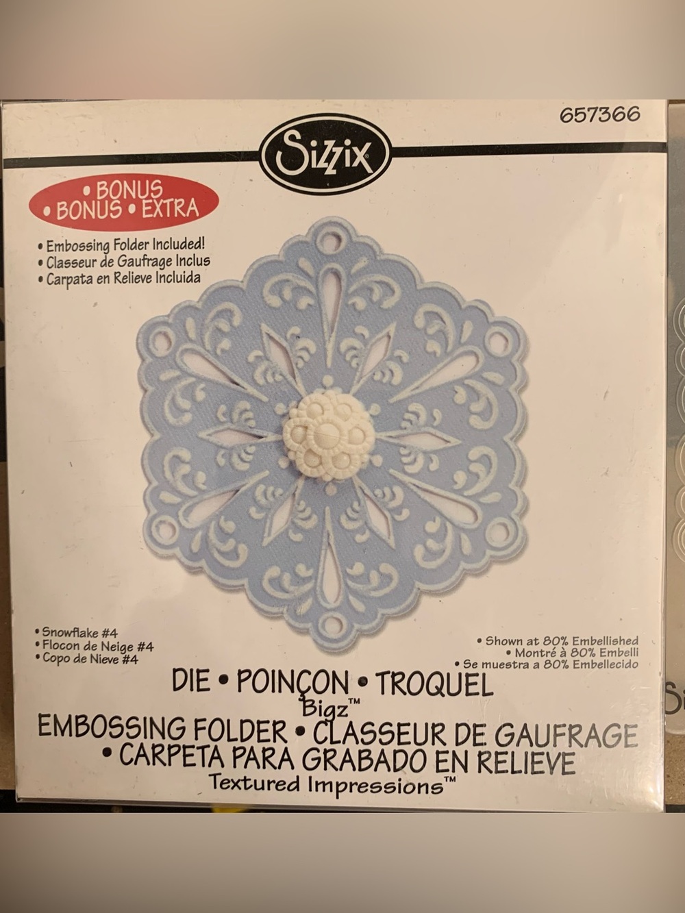 Sizzix Snowflake Die & Embossing Folder Set. I don’t think it’s ever been used
